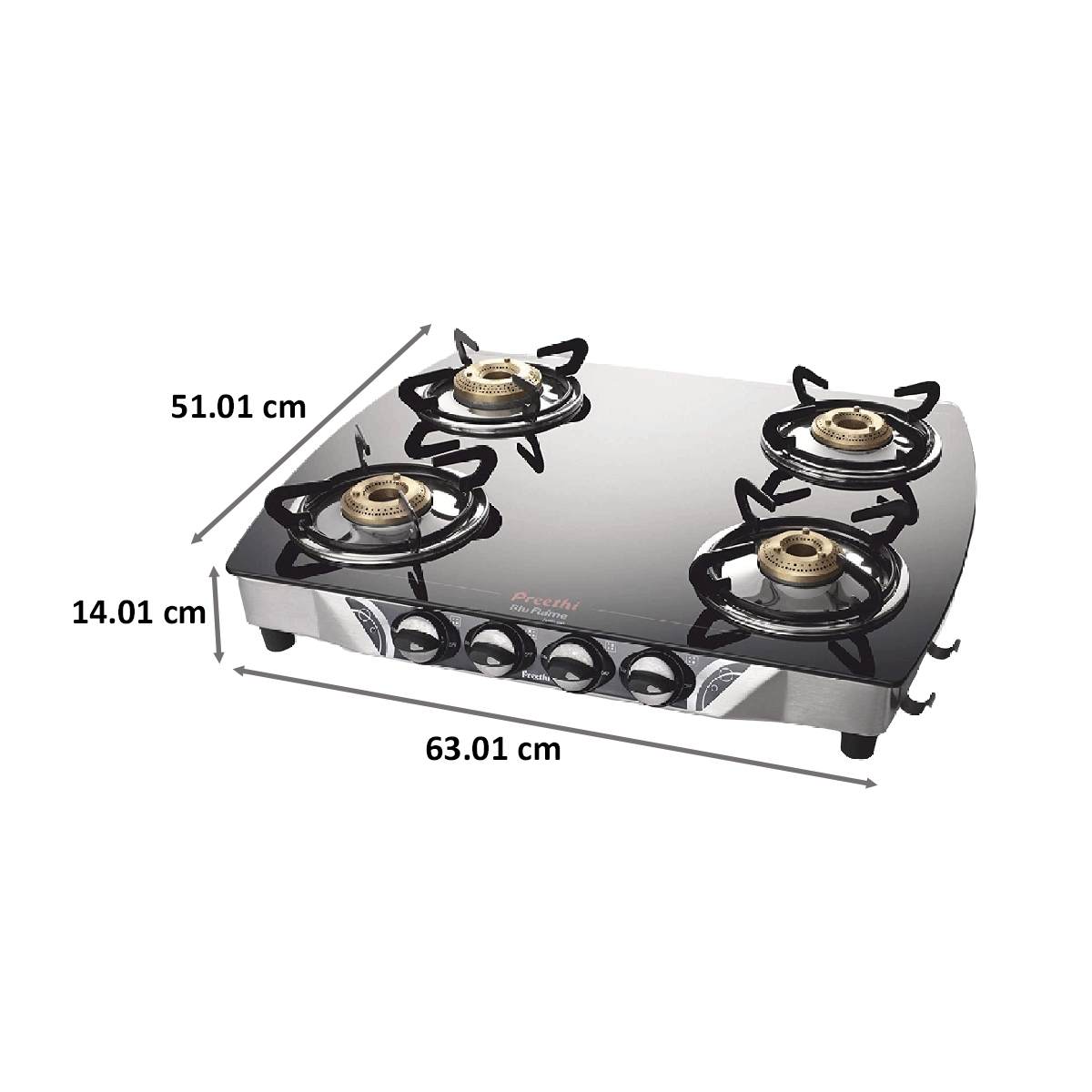 Buy Preethi Blu Flame Jumbo 4 Burner Toughened Glass Gas Stove (Sturdy